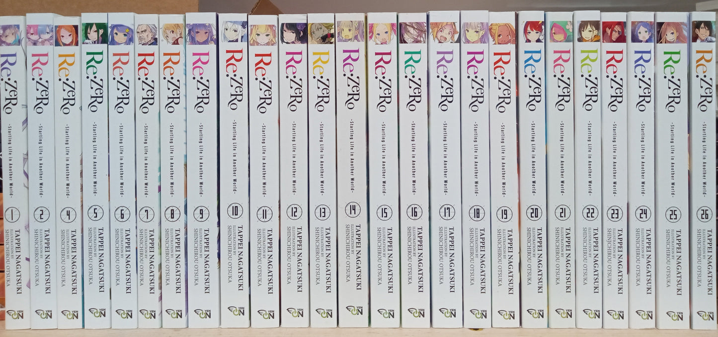Re: Zero Starting Life in Another World Light Novel Vol. 1,2,4-26 Set English *MISSING VOL 3*